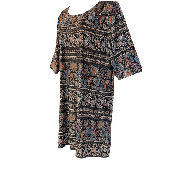 ⭐️Single LA Paisley Ethnic Mixed Print Thin Stretch Knit Office Casual Dress - Picture 6 of 8